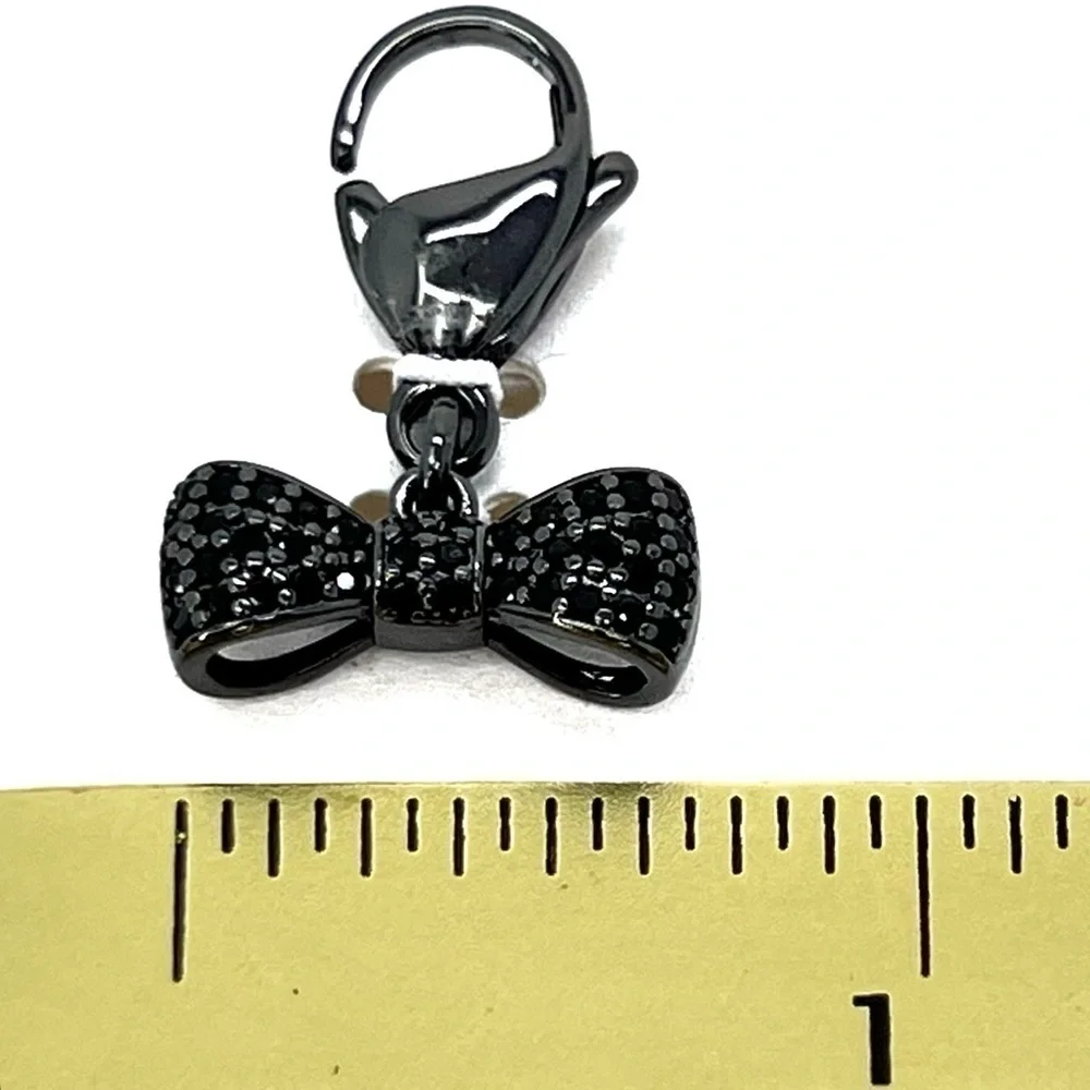 Pet Collar Charm Black Bow Tie Rhinestones Jeweled Jewelry Dog Cat Gold Cake NWT